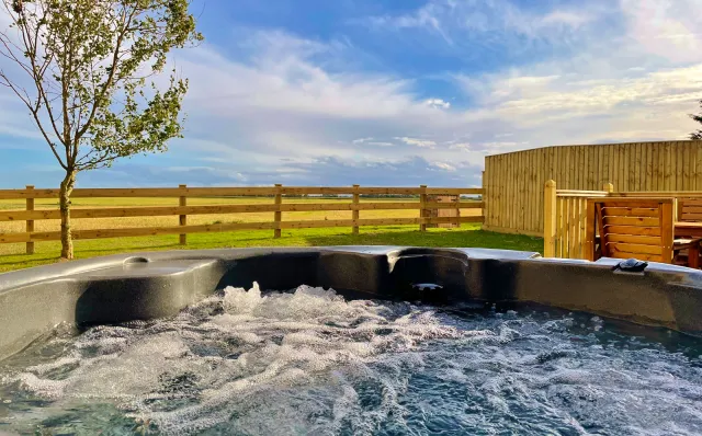 Stunning views over Lincolnshire fields from the Hot tub at Chestnut Lodge Mill Farm Leisure