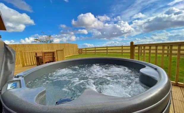 Countryside views from the Hot tub at Maple Lodge Mill Farm Leisure